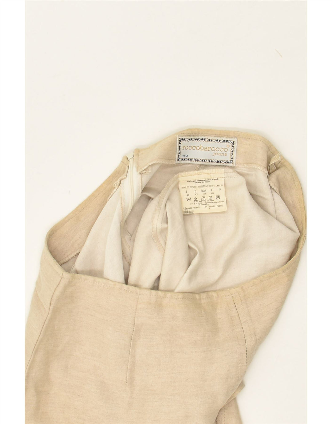 ROCCOBAROCCO Womens Straight Skirt IT 48 XL W30 Beige Viscose | Vintage Roccobarocco | Thrift | Second-Hand Roccobarocco | Used Clothing | Messina Hembry 