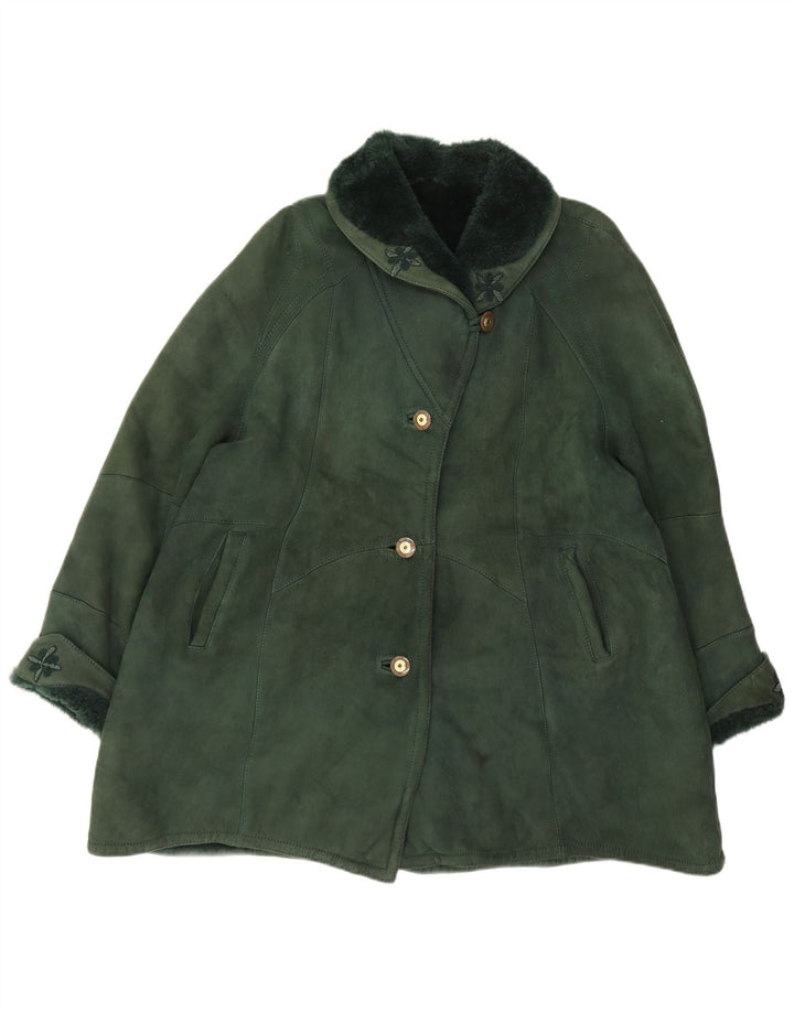 Cappotto oversize da donna in shearling IT 44 Verde medio