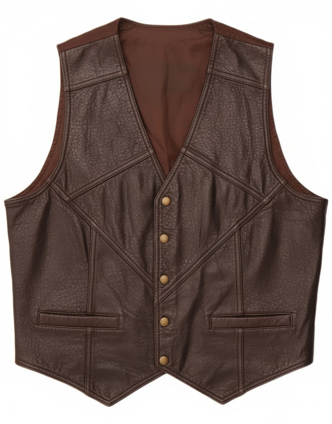 Gilet in pelle da uomo vintage marrone medio