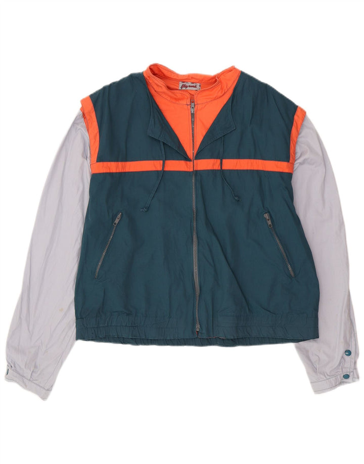 Giubbotto bomber da donna VINTAGE UK 18 XL verde color block