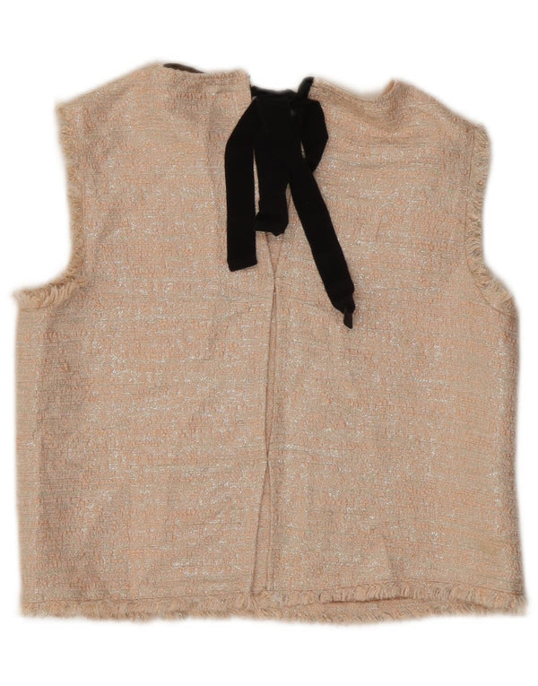 Camicetta senza maniche corta da donna Zara UK 10 piccola in acrilico beige