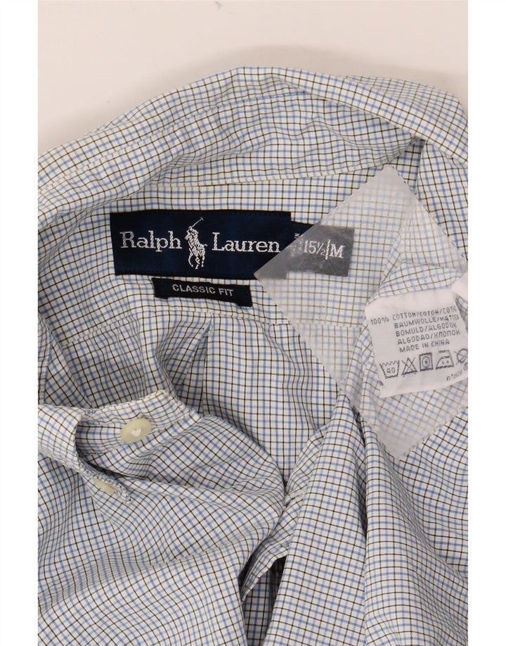 RALPH LAUREN Camicia da uomo taglia 15 1/2 cotone a quadretti blu medio
