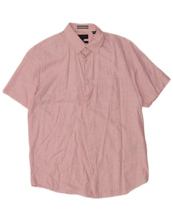 TED BAKER Camicia da uomo a maniche corte vestibilità regolare taglia 3 medio rosa screziato