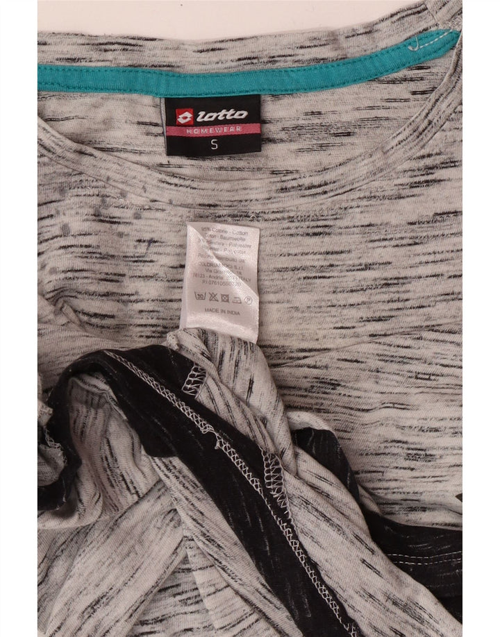 LOTTO Top grafico oversize da donna a maniche lunghe UK 10 piccolo grigio chiazzato