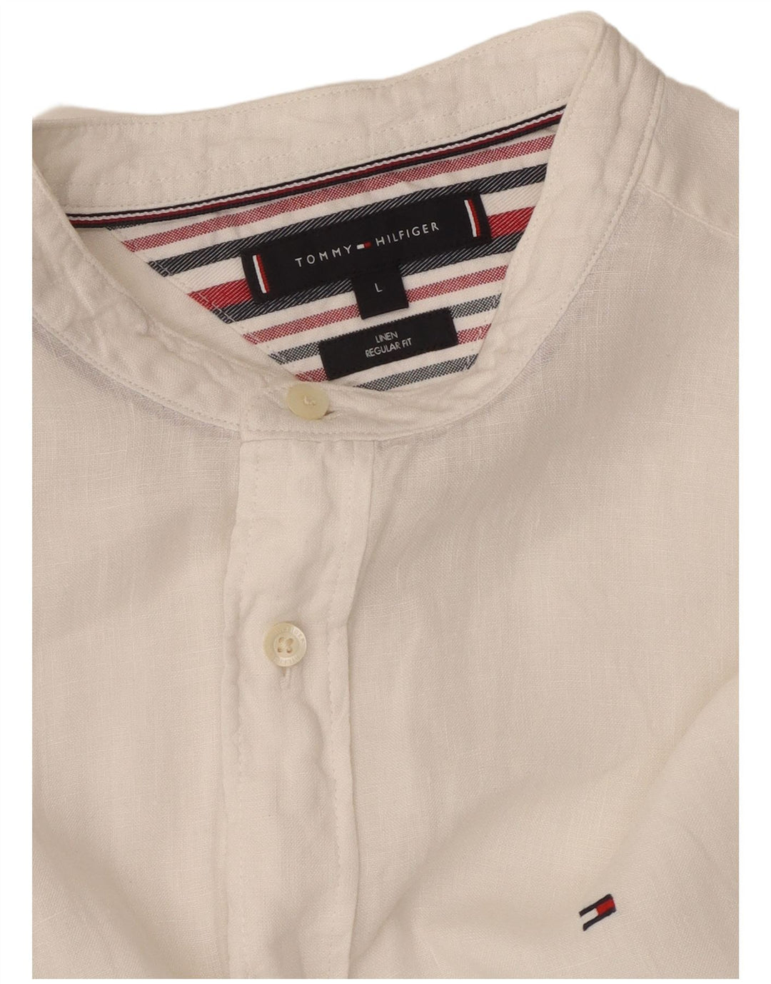 TOMMY HILFIGER Camicia da uomo vestibilità regolare grande lino bianco