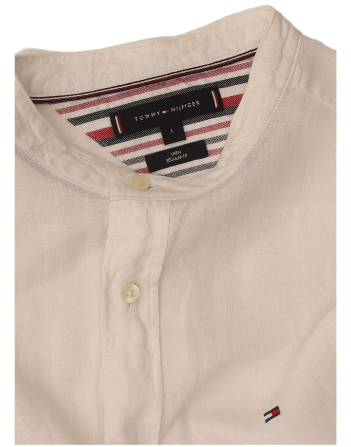 TOMMY HILFIGER Camicia da uomo vestibilità regolare grande lino bianco