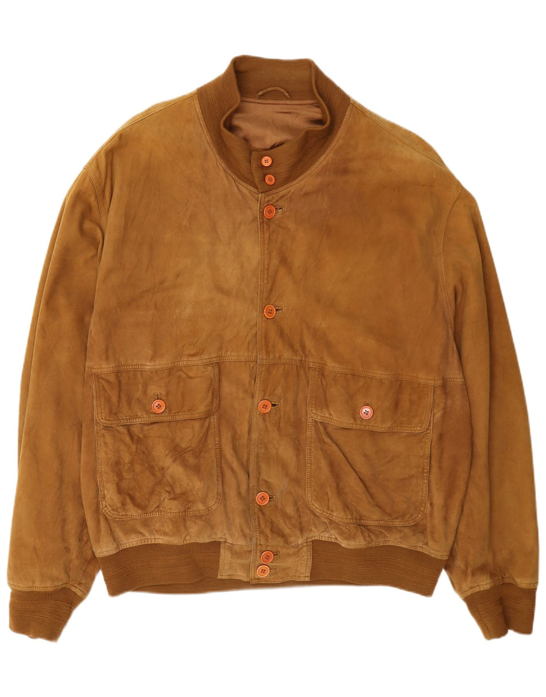 Giubbotto bomber vintage in pelle scamosciata da uomo UK 42 XL Beige