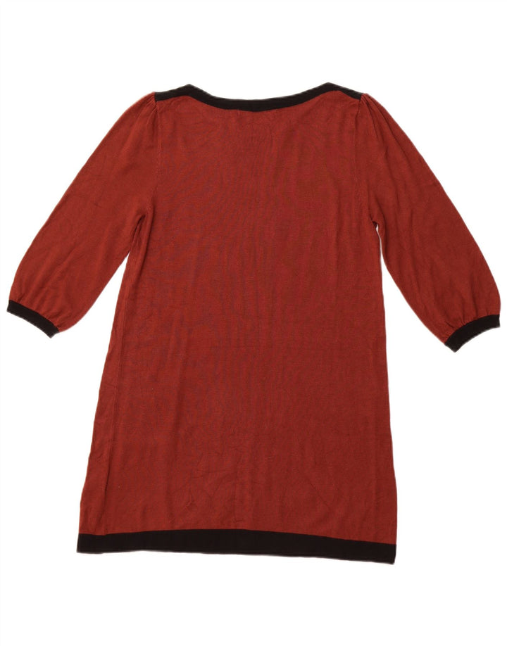 MARKS & SPENCER Top tunica da donna con maniche a 3/4 UK 12 Colorblock marrone medio