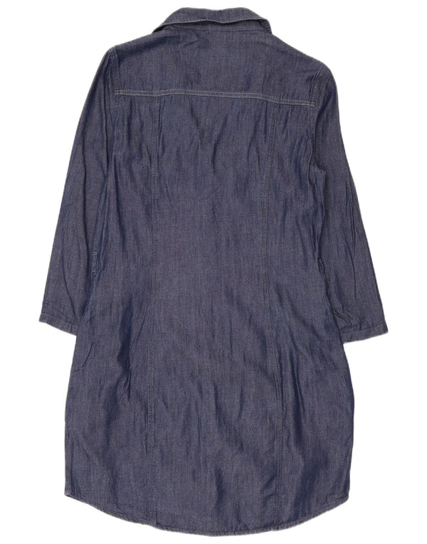 GUESS Abito camicia da donna in denim con maniche a 3/4 UK 10 Piccolo in cotone blu navy