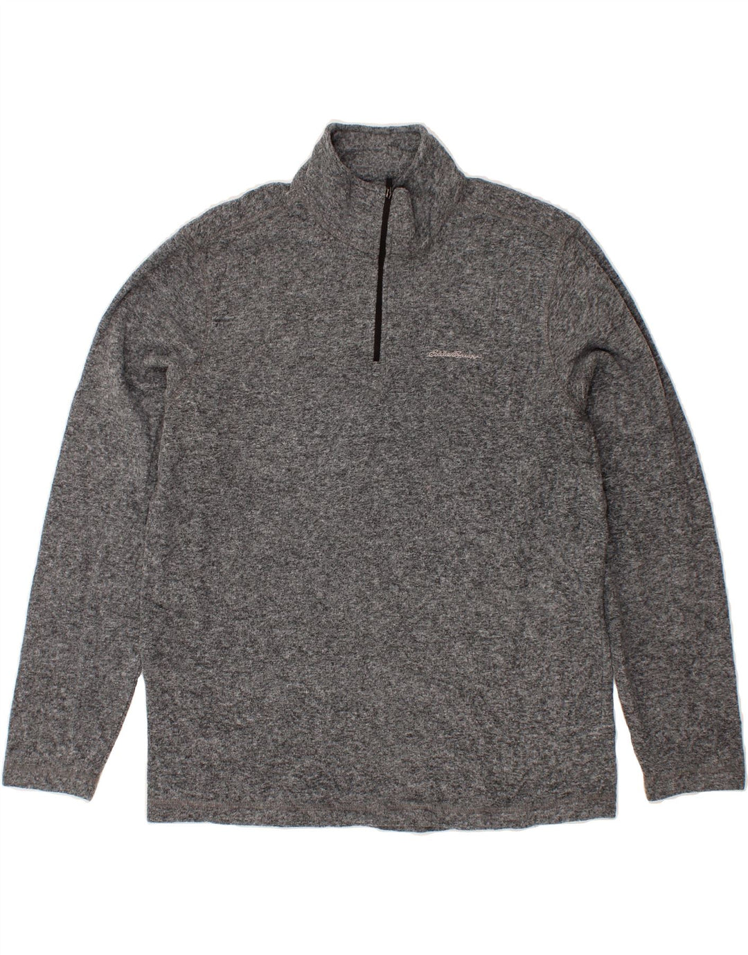 EDDIE BAUER Mens Zip Neck Fleece Jumper Medium Grey Flecked Polyester Vintage Eddie Bauer and Second-Hand Eddie Bauer from Messina Hembry 