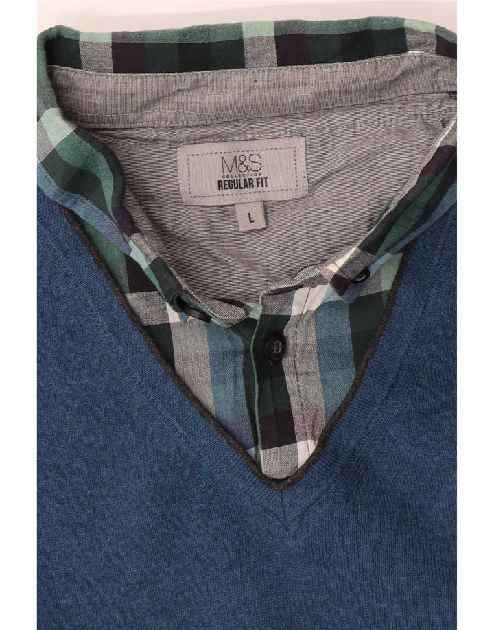 Maglione da uomo Marks & Spencer vestibilità regolare con collo alto, grande blu
