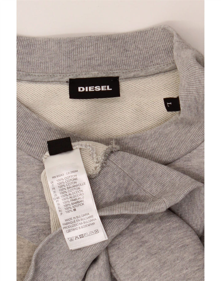 DIESEL Mens Oversized Graphic Sweatshirt Jumper Large Grey Cotton Vintage Diesel and Second-Hand Diesel from Messina Hembry 