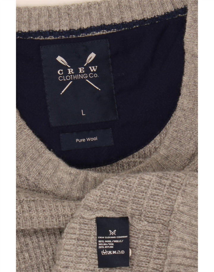 Crew Clothing Maglione girocollo da uomo in lana grigia grande