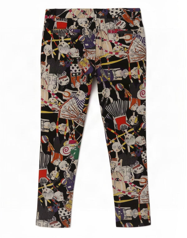 Pantaloni chino da donna Moschino con motivo astratto UK 10 Small W30 L26 Multico