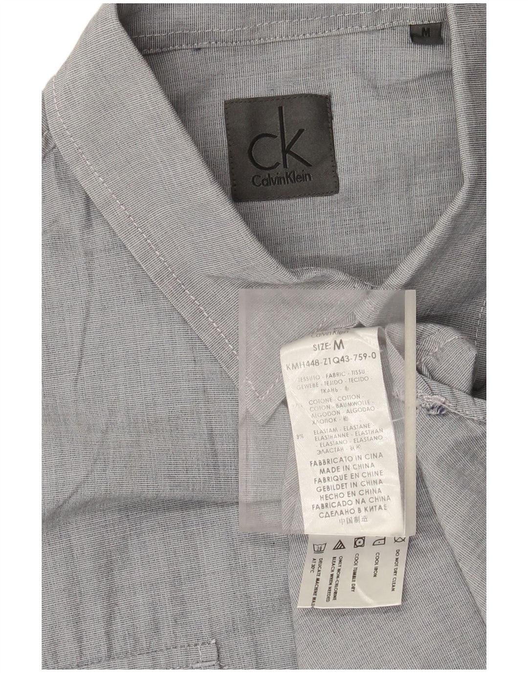 Camicia militare a maniche corte da uomo Calvin Klein in cotone grigio medio