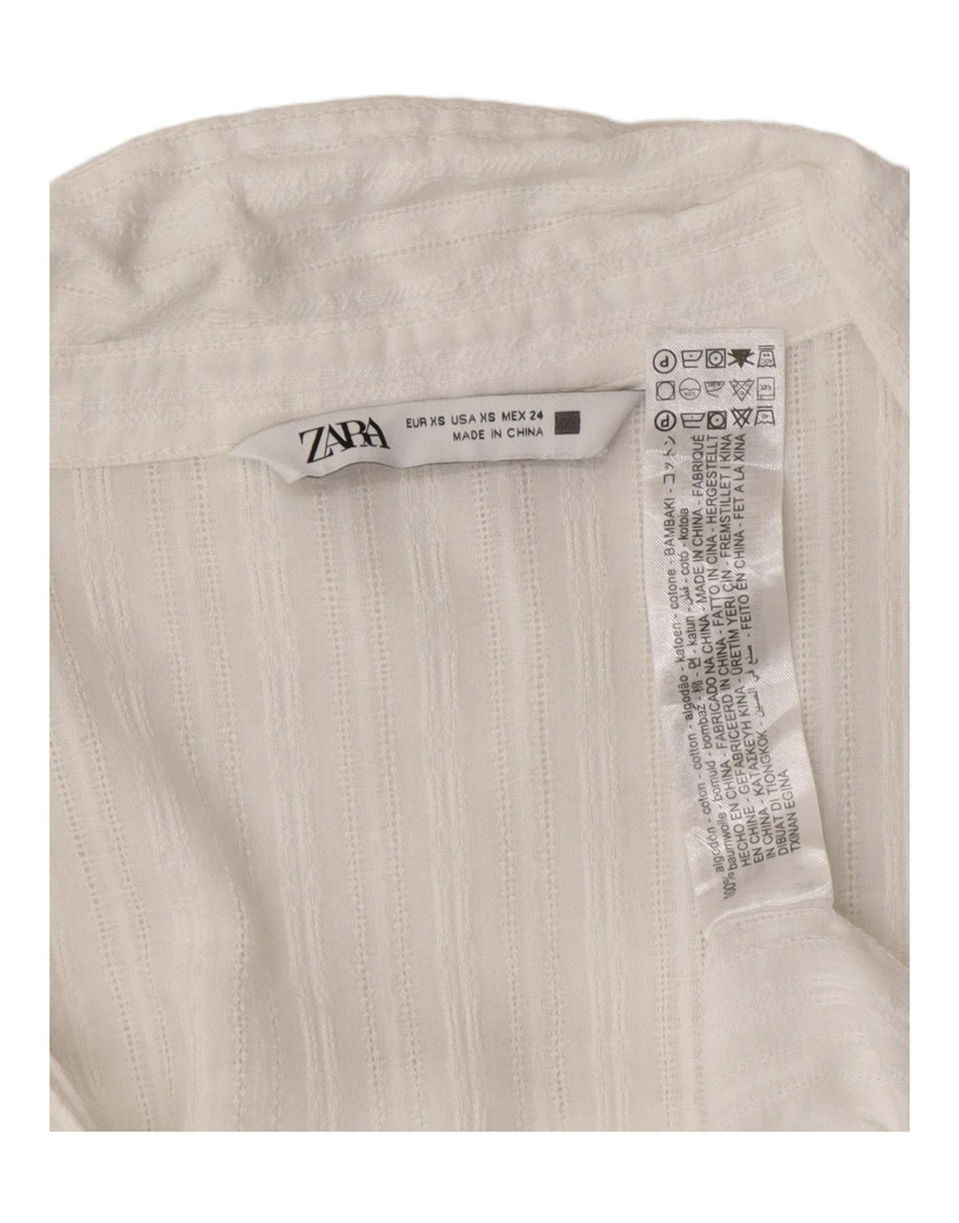 ZARA Womens Oversized Shirt UK 6 XS White Striped Cotton