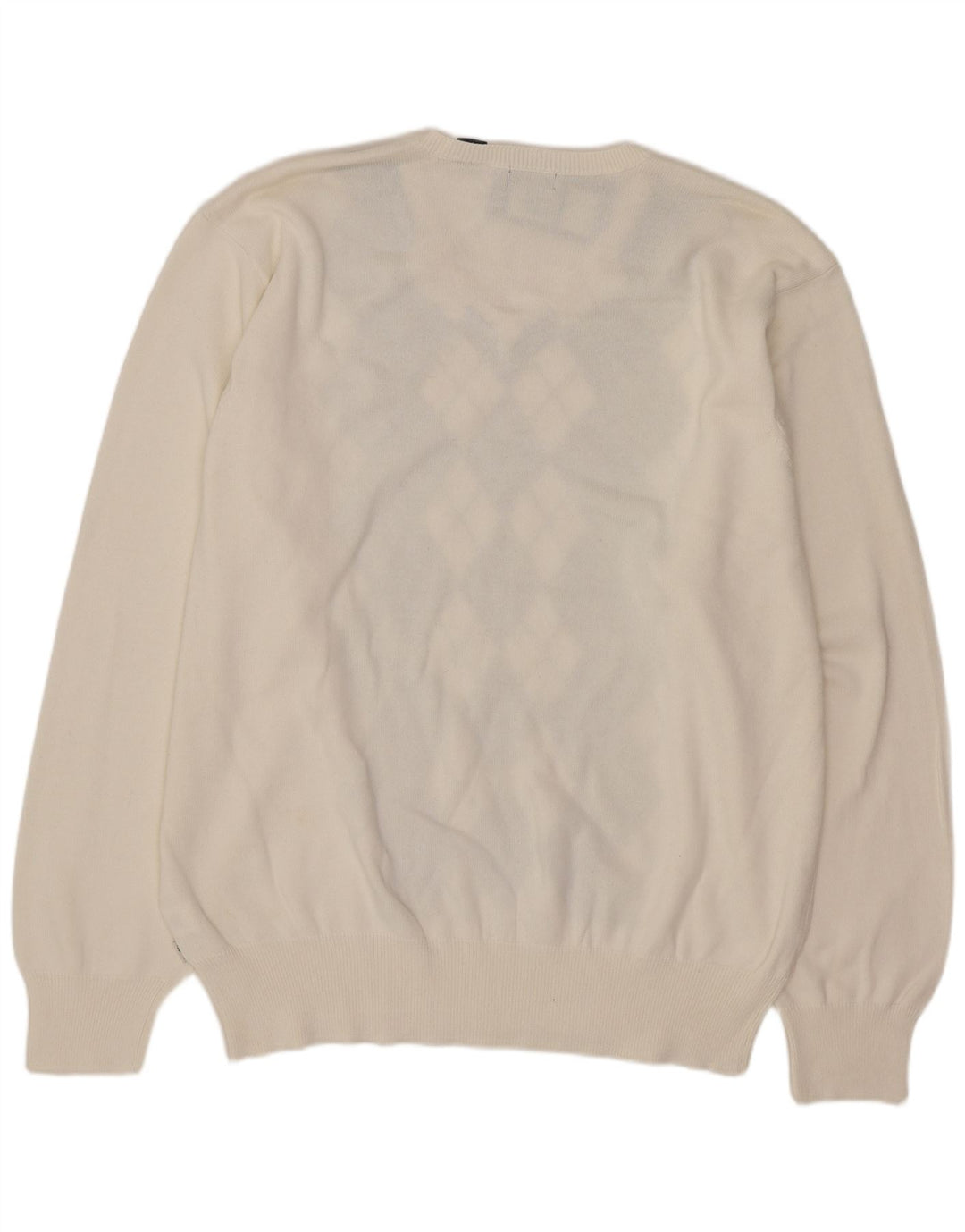 Maglione da uomo con scollo a V Izod XL bianco a rombi/cotone diamante