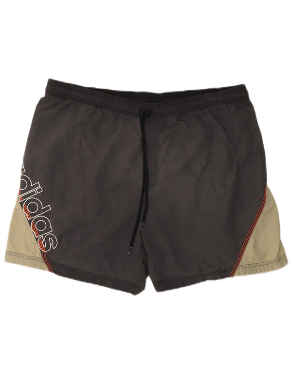 Pantaloncini da bagno grafici da uomo Adidas XL in nylon color block grigio