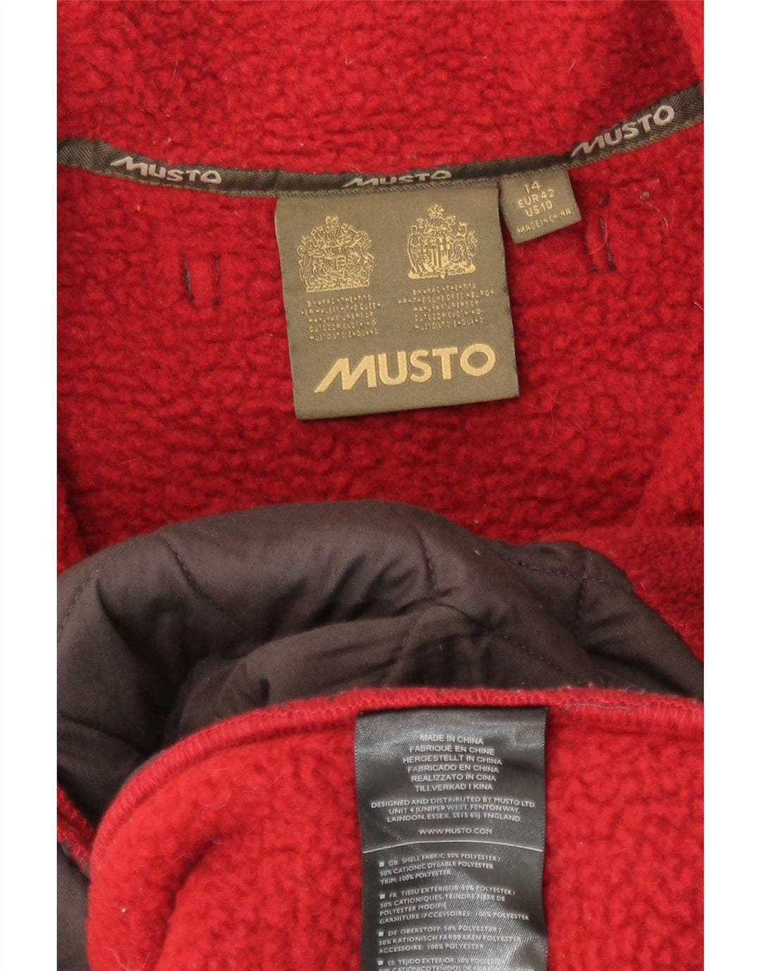 Gilet in pile da donna Musto UK 14 Large Bordeaux Poliestere