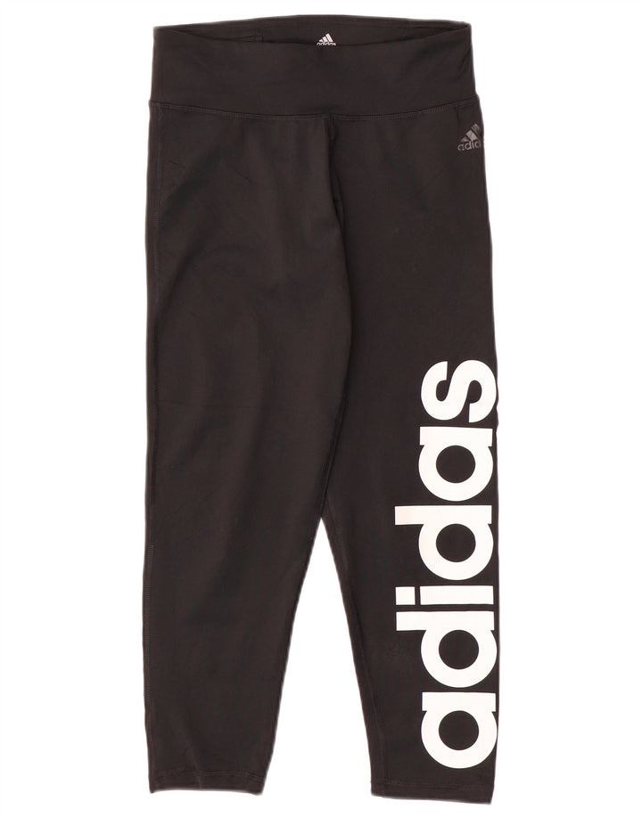 Leggings Capri con grafica Climalite da donna ADIDAS UK 8/10 Small Nero