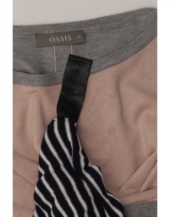 Maglione maglione con scollo a barca da donna Oasis UK 14 a righe multicolori medie