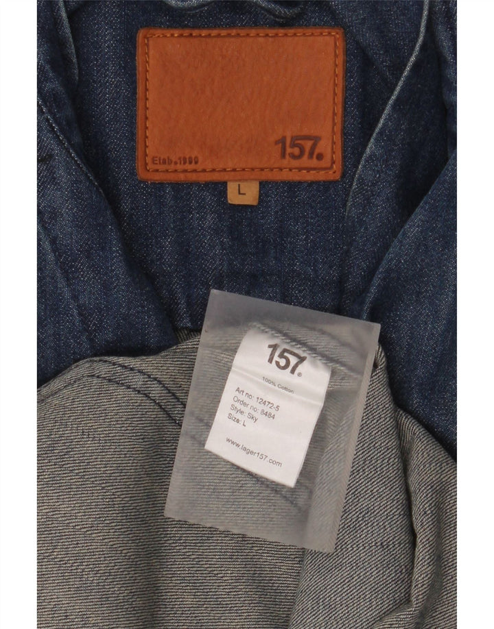 Lager 157 Giacca blazer a 5 bottoni in denim da uomo UK 40 Grande cotone blu