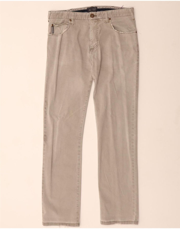 Pantaloni casual dritti da uomo ARMANI W32 L30 in cotone grigio