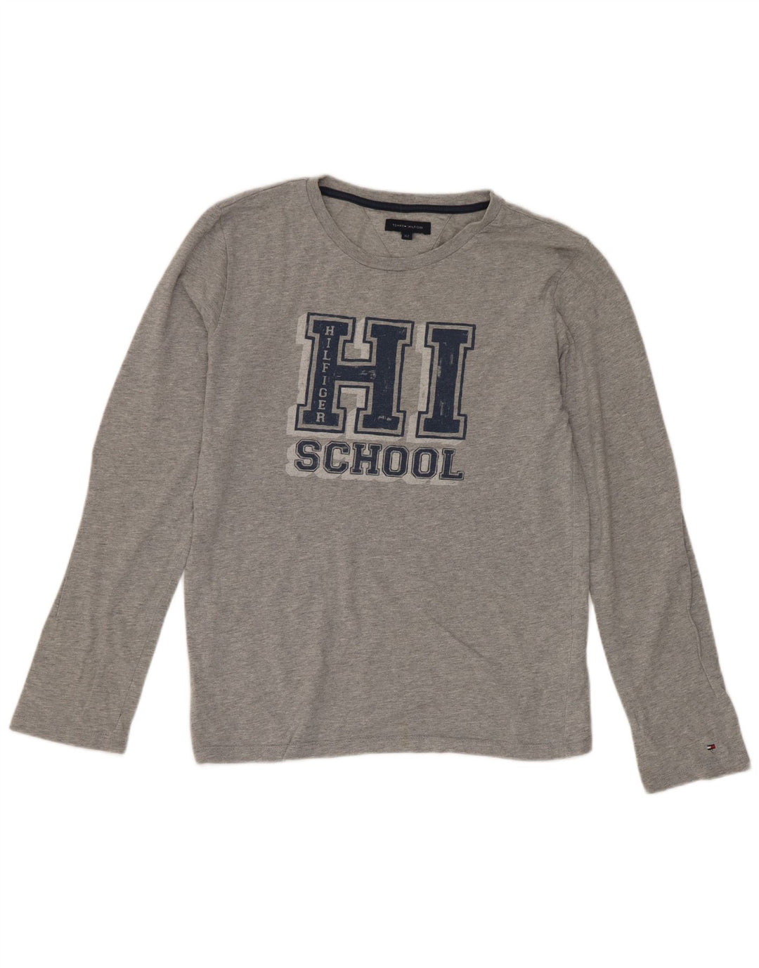 Tommy Hilfiger Maglietta grafica da ragazzo a manica lunga 11-12 anni in cotone grigio