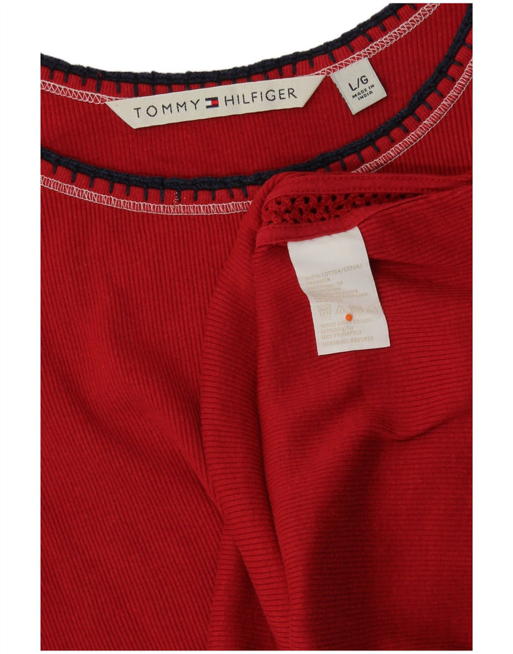 TOMMY HILFIGER Canotta da donna UK 16 Large Rosso Cotone