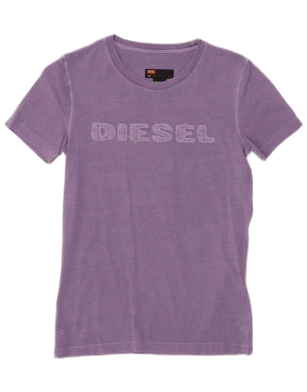 DIESEL T-shirt grafica da donna Top UK 10 piccolo cotone viola