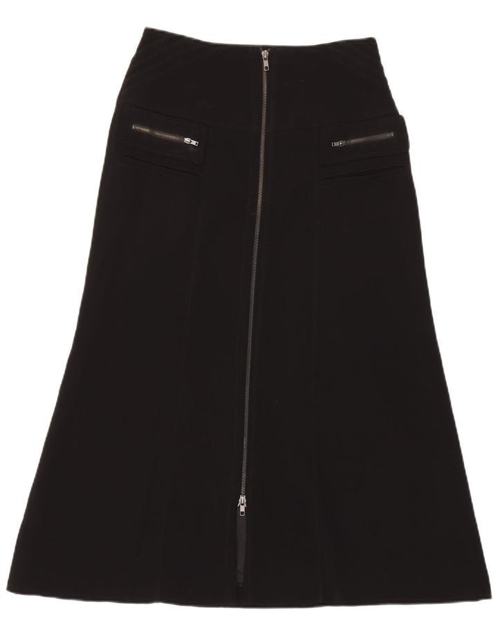 Gonna a trapezio da donna Carla Carini UK 8 piccola W28 poliestere nero
