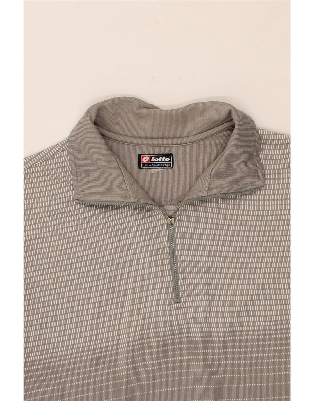 LOTTO Mens Zip Neck Top Long Sleeve Large Grey Striped Vintage Lotto and Second-Hand Lotto from Messina Hembry 