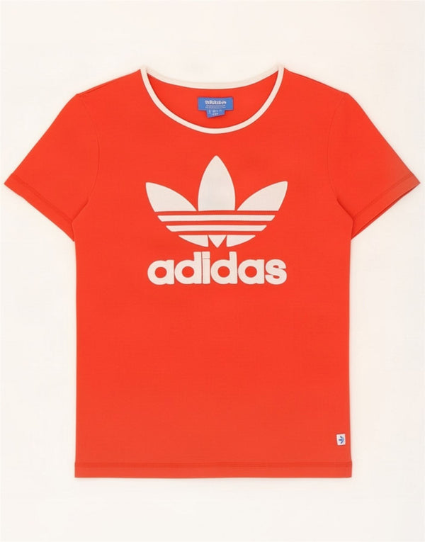 Adidas Womens Graphic T-Shirt Top UK 12 Medium Red