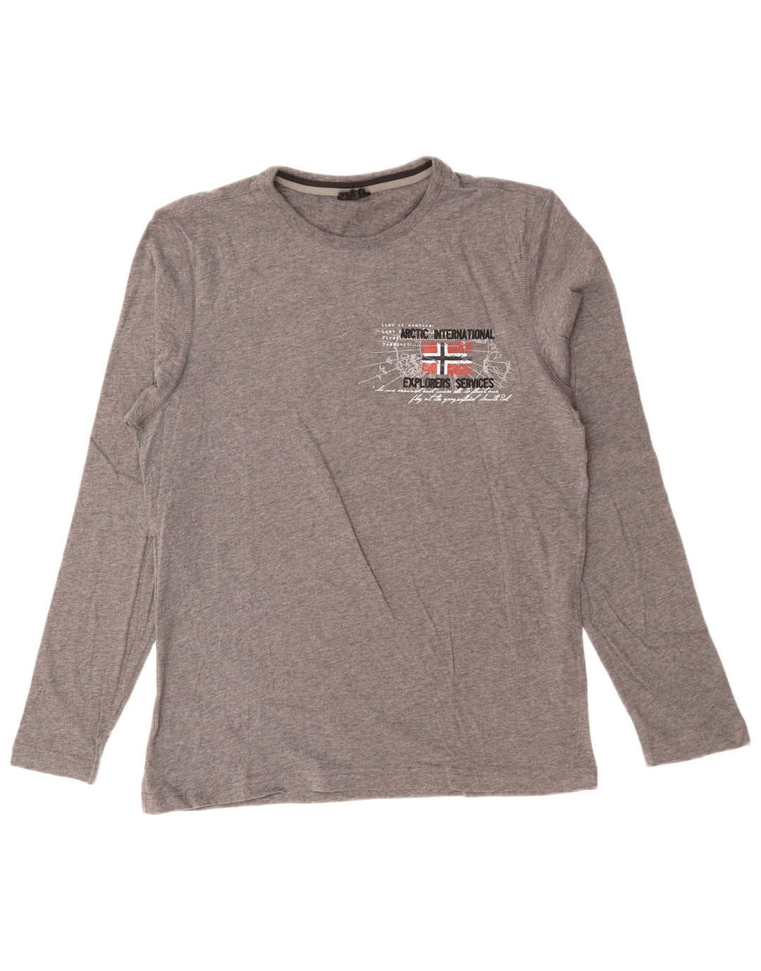 NAPAPIJRI Top grafico da uomo a maniche lunghe grigio medio