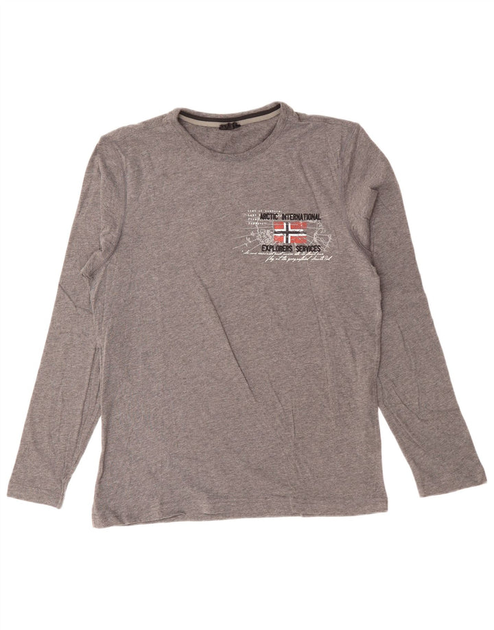 NAPAPIJRI Top grafico da uomo a maniche lunghe grigio medio