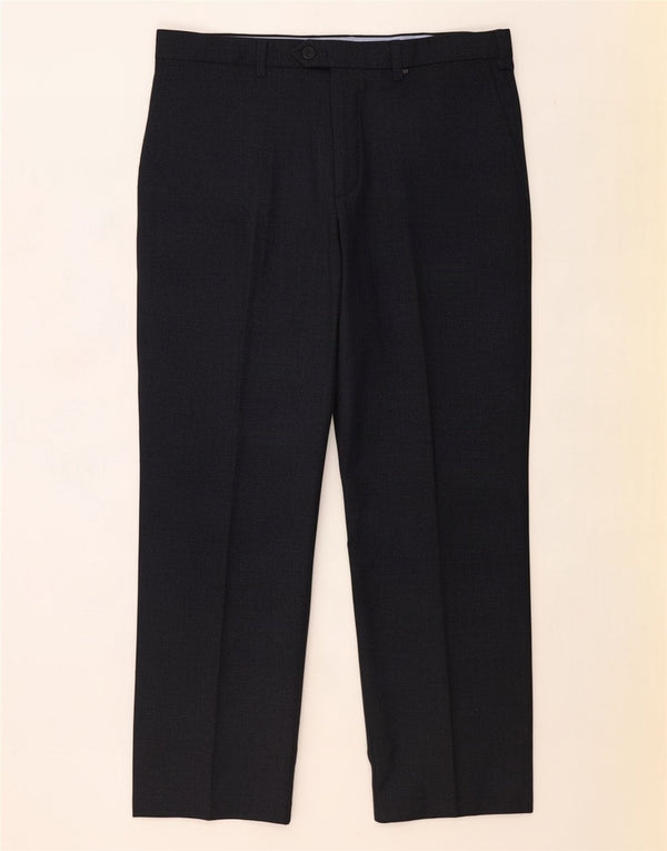 Pantaloni da abito vestibilità regolare da uomo Marks & Spencer W36 L29 lana blu navy