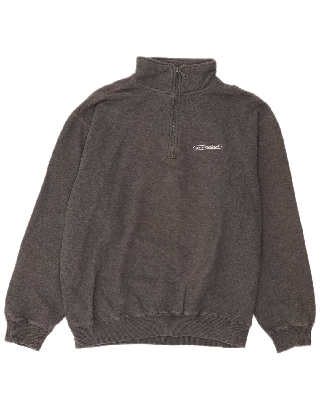 Felpa Reebok da uomo con zip e collo, in cotone grigio medio