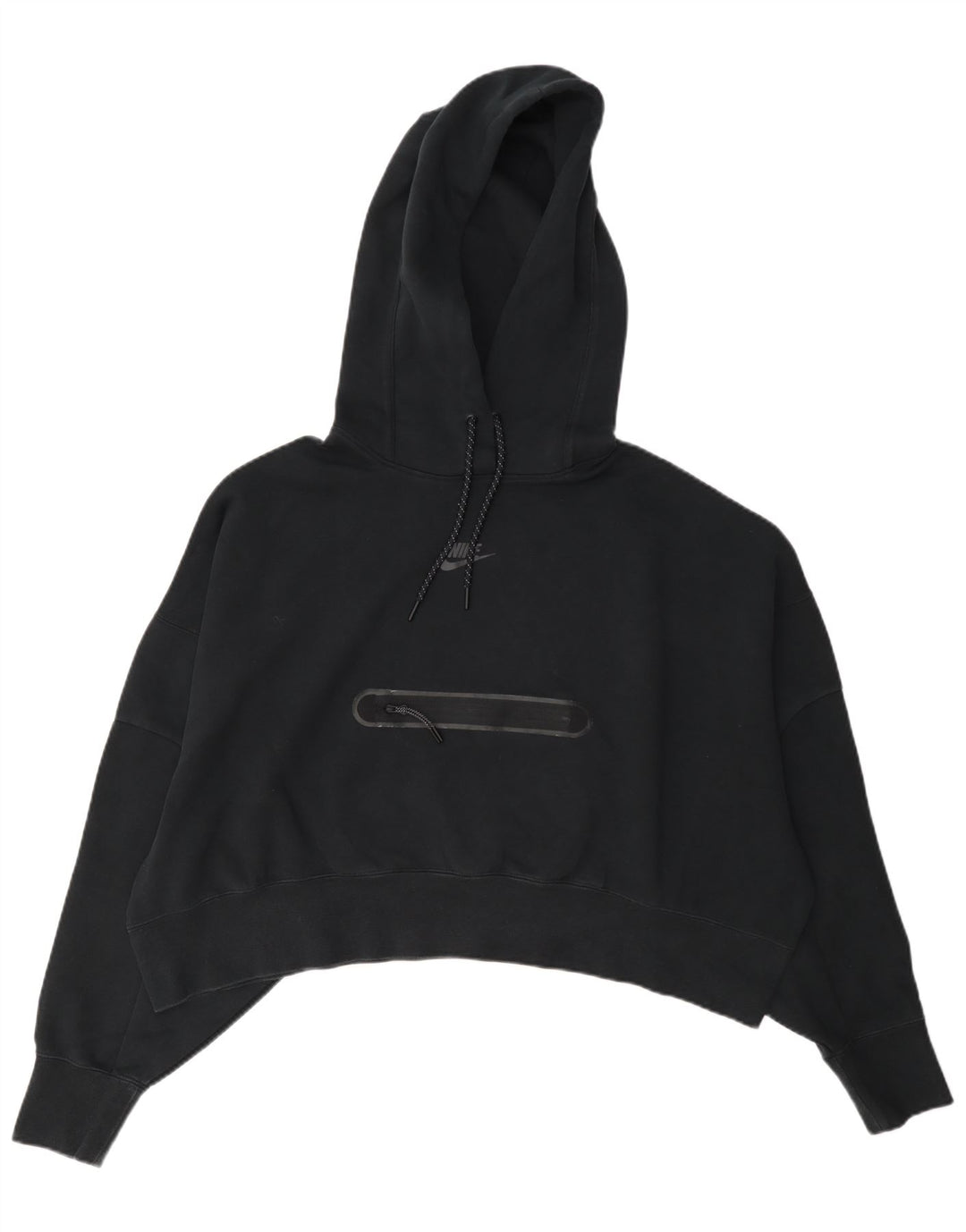 Felpa con cappuccio oversize corta da donna Nike UK 14 cotone nero medio