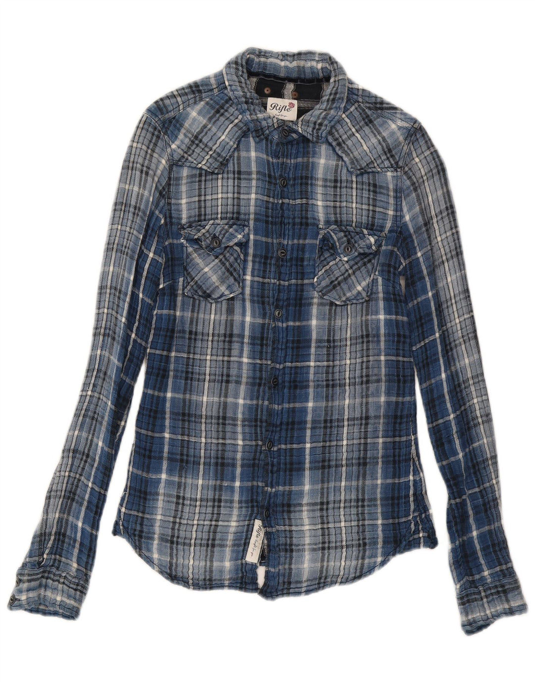 Camicia da uomo in flanella Rifle piccolo cotone a quadri blu