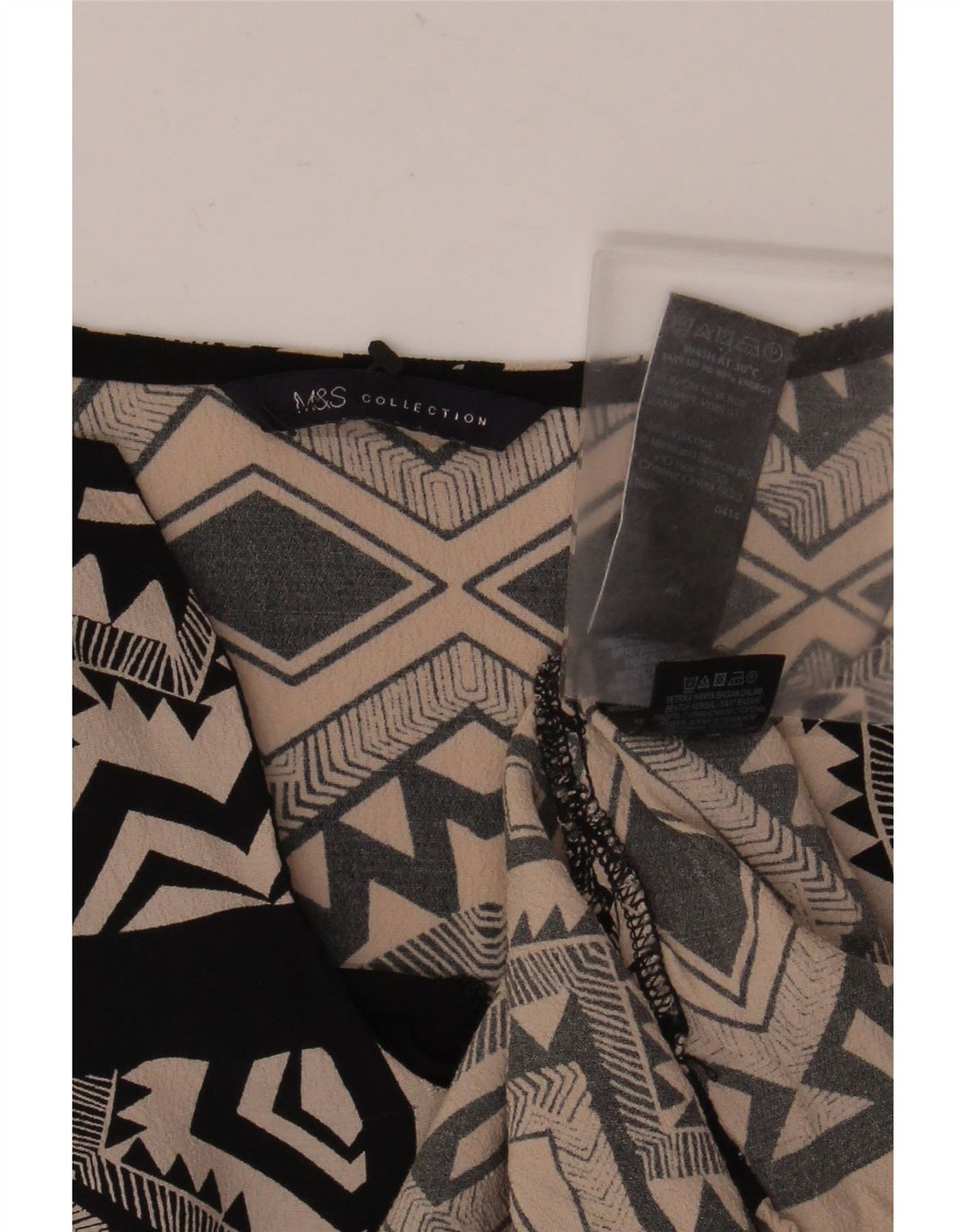 Top camicetta da donna Marks & Spencer UK 16 grande viscosa geometrica nera