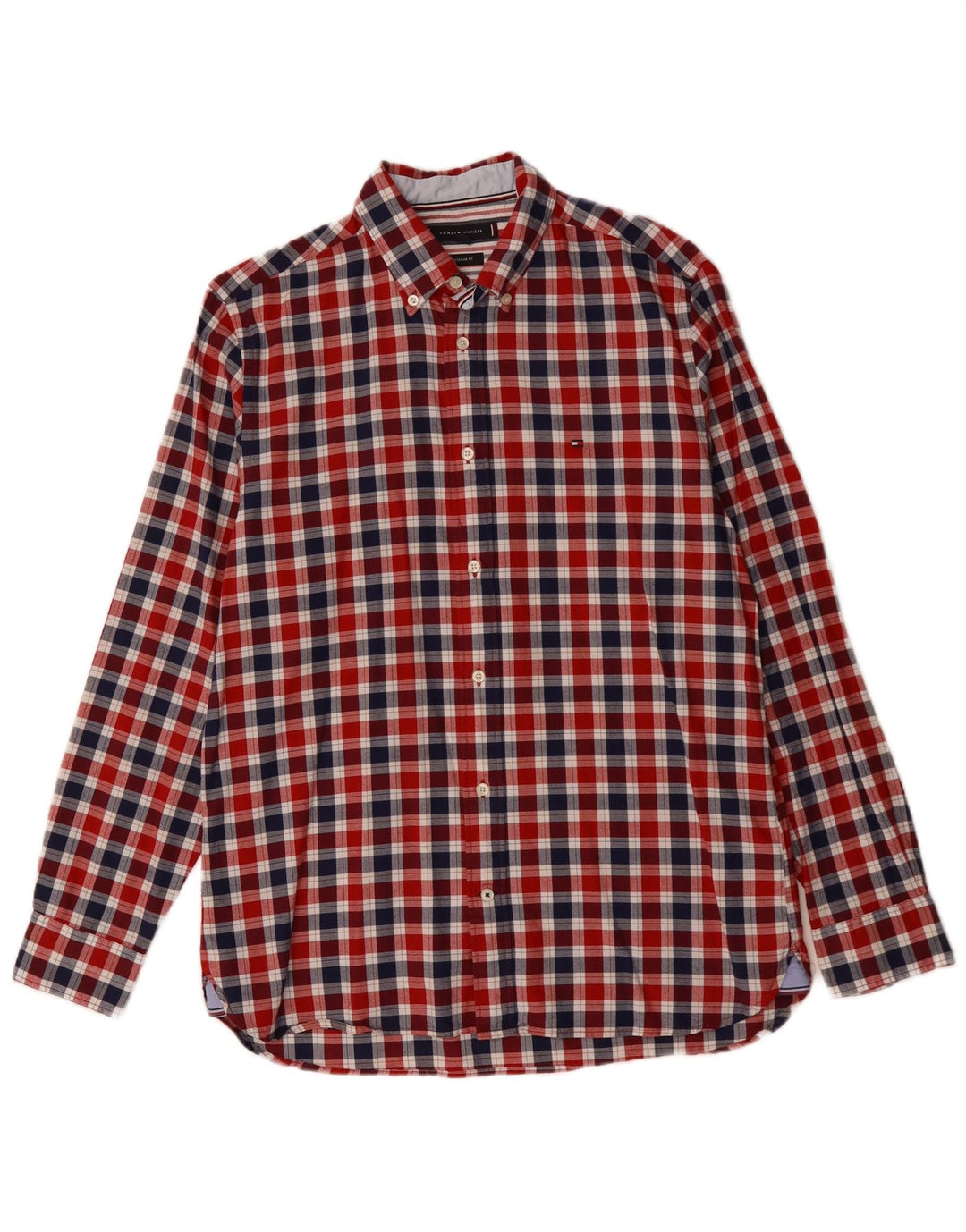 TOMMY HILFIGER Camicia da uomo vestibilità regolare in cotone a quadretti rosso medio