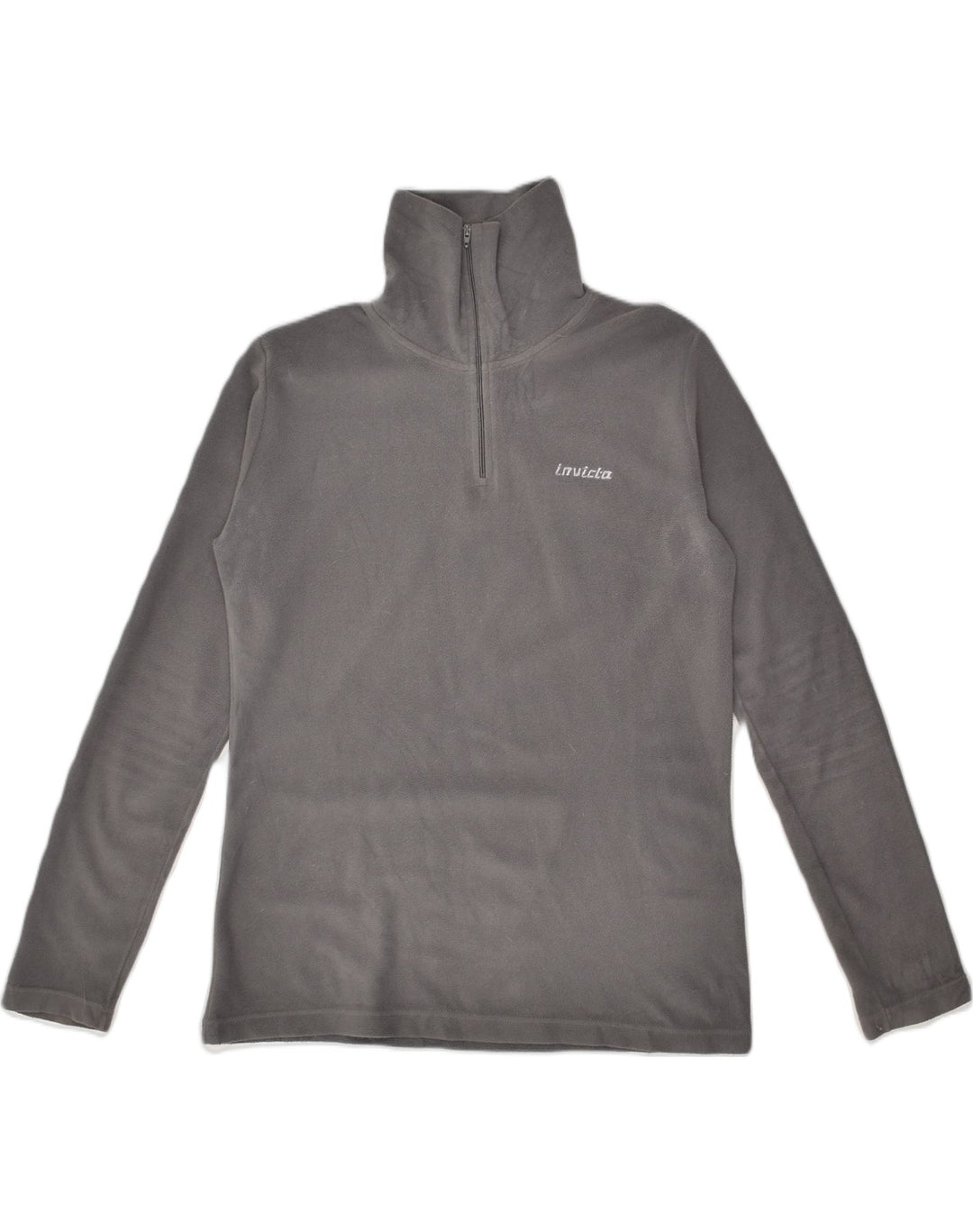 INVICTA Womens Zip Neck Fleece Jumper UK 16 Large Grey | Vintage Invicta | Thrift | Second-Hand Invicta | Used Clothing | Messina Hembry 