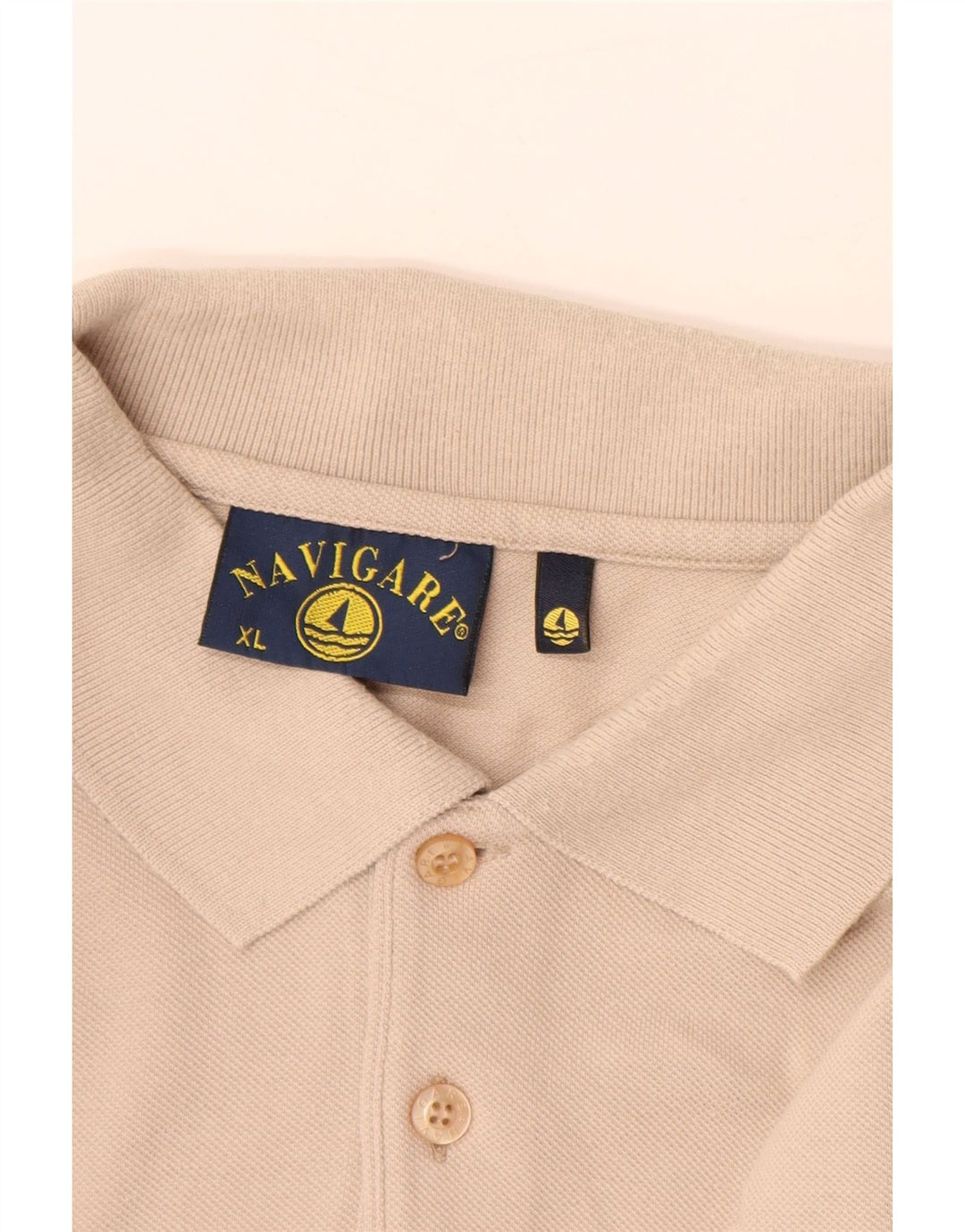 Polo da uomo a maniche lunghe NAVIGARE XL in cotone beige