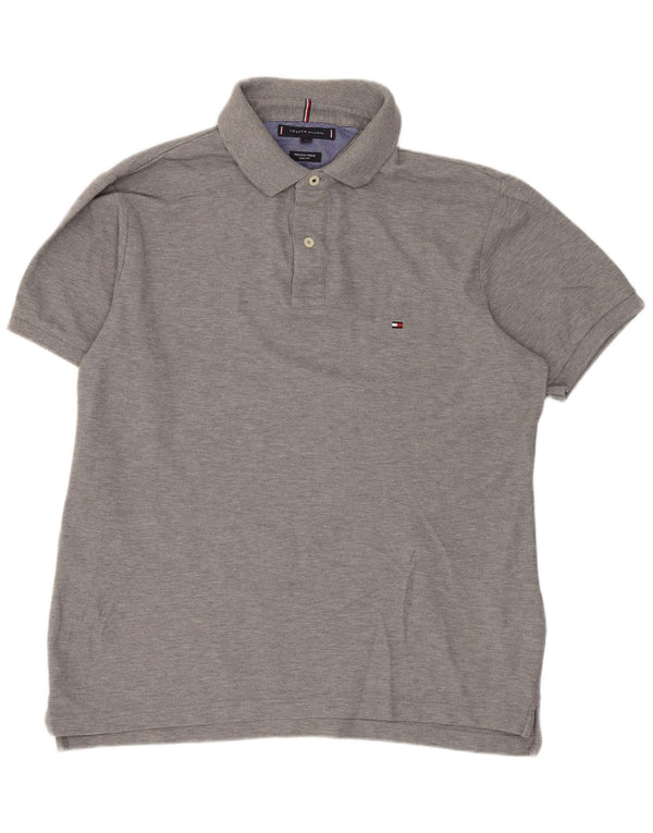 Polo slim fit da uomo Tommy Hilfiger XL in cotone grigio