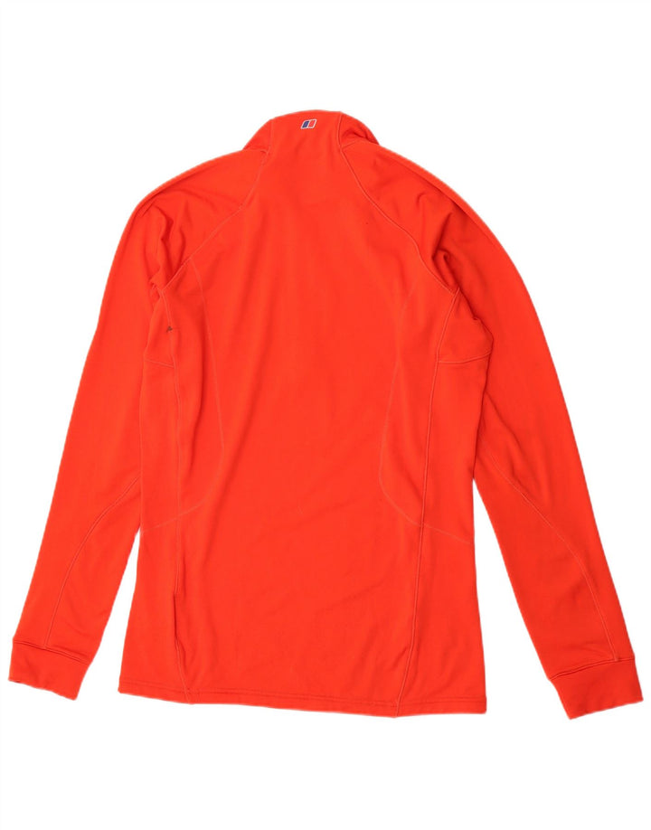 Berghaus Maglia da uomo con zip e collo a maniche lunghe, arancione medio, in poliestere sportivo