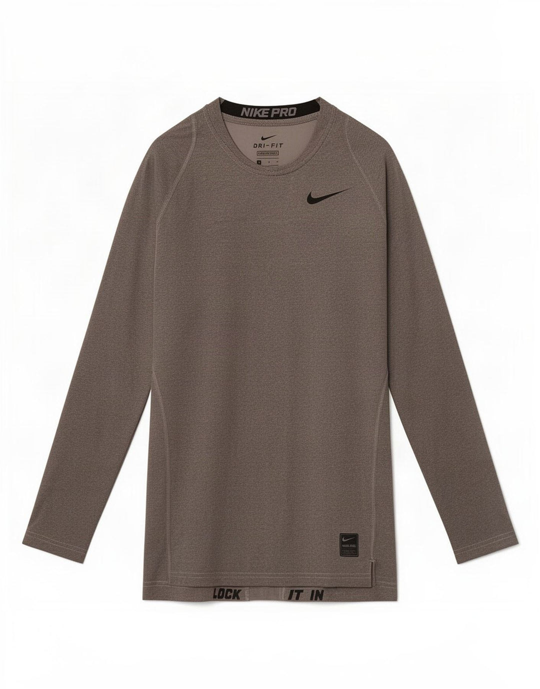 Maglia Nike Dri Fit da donna a maniche lunghe UK 10 Small Grigio Colourblock in poliestere