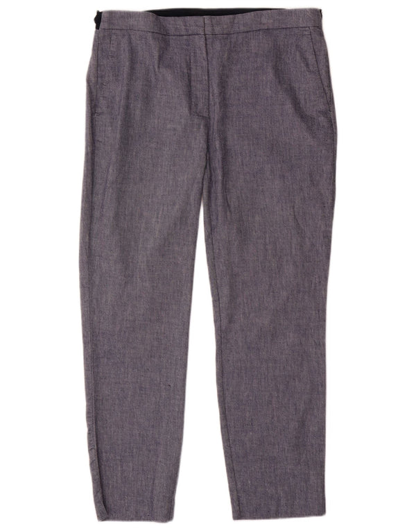 Zara Pantaloni chino affusolati a vita alta da donna XL W32 L27 Gessato blu
