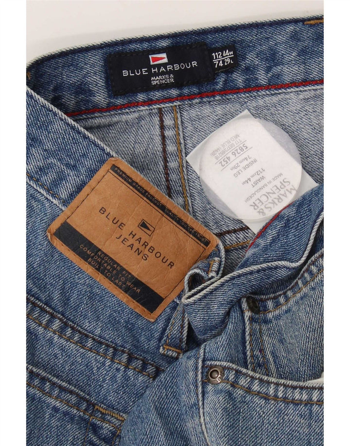 Jeans dritti da uomo Marks & Spencer blu Harbour W44 L29 cotone