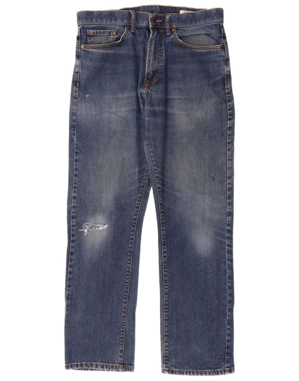 Jeans dritti regolari invecchiati Marks & Spencer da uomo W32 L31 cotone blu