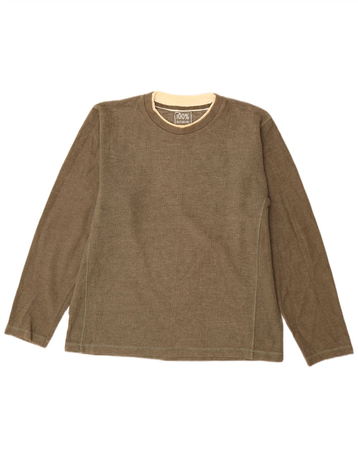 Top da uomo John Lewis a maniche lunghe in cotone kaki medio